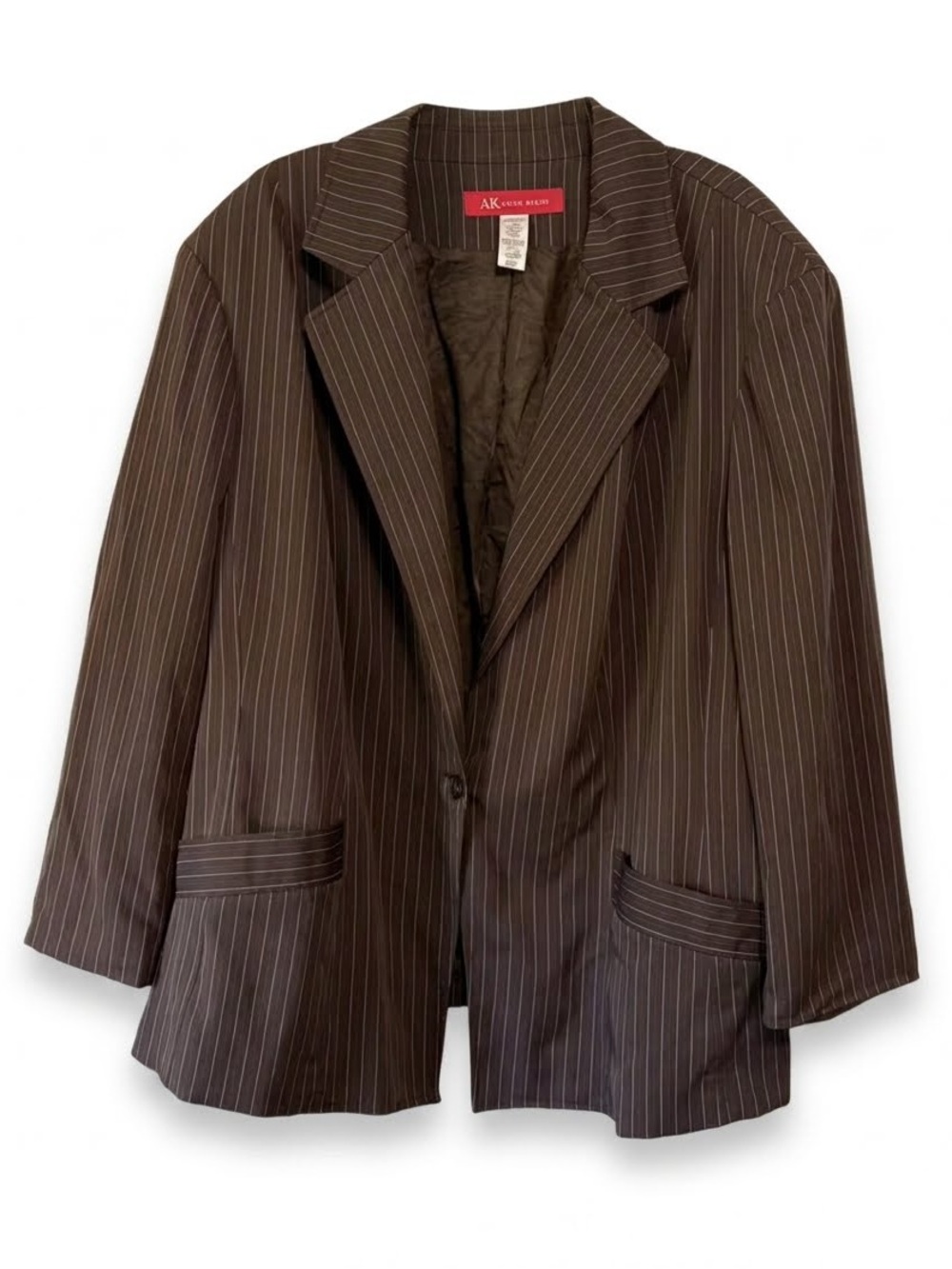Anne Klein Brown Pinstripe Blazer Jacket
